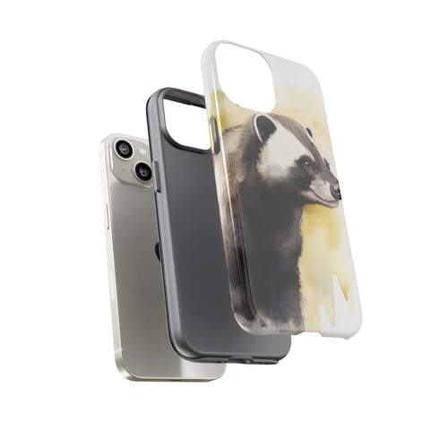 Badger on a Yellow Background - Impact Resistant Phone Case